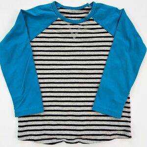 🇨🇦 Peekaboo Beans Blue and Gray Striped Kids Shirt